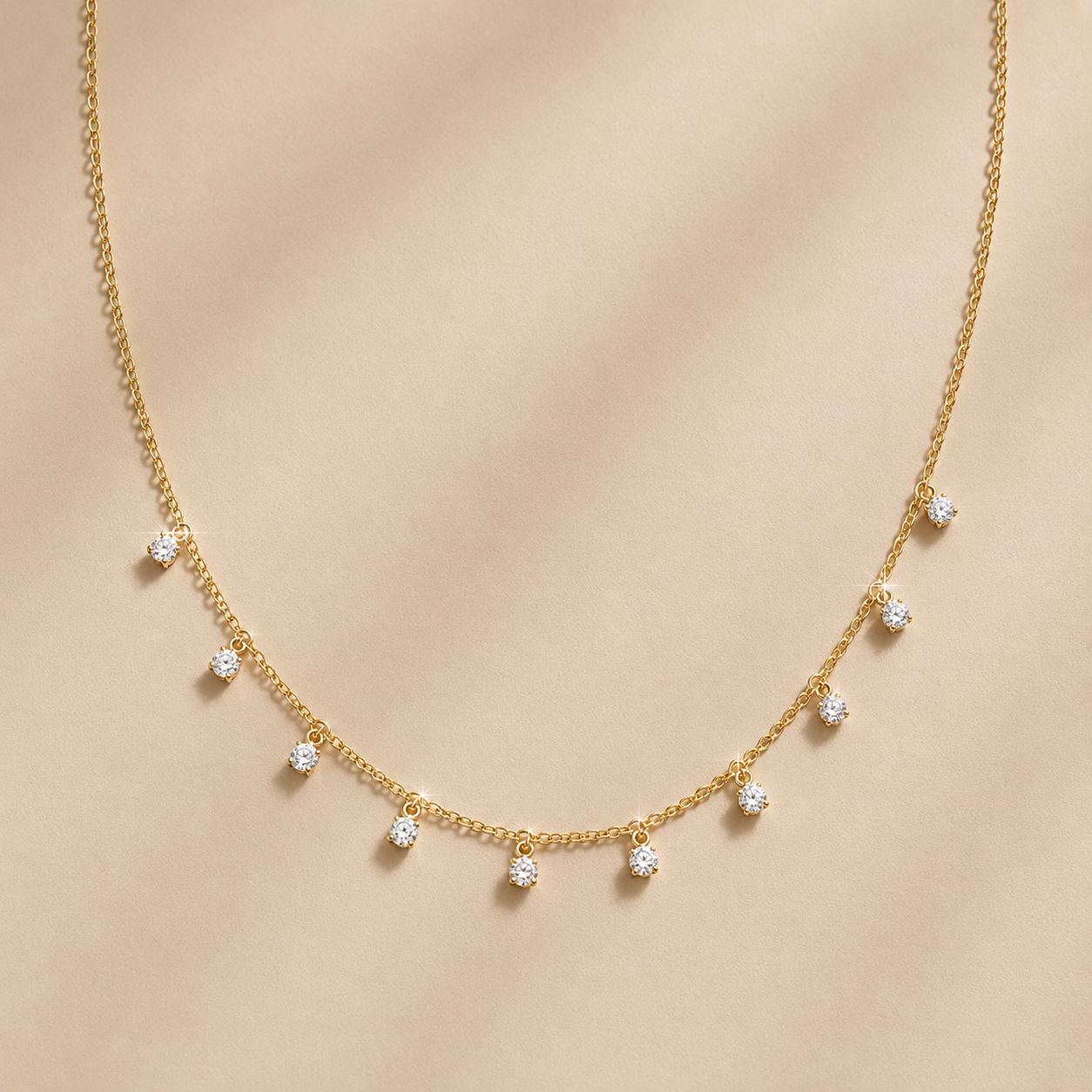 Gold Crystal Charm Necklace for Her