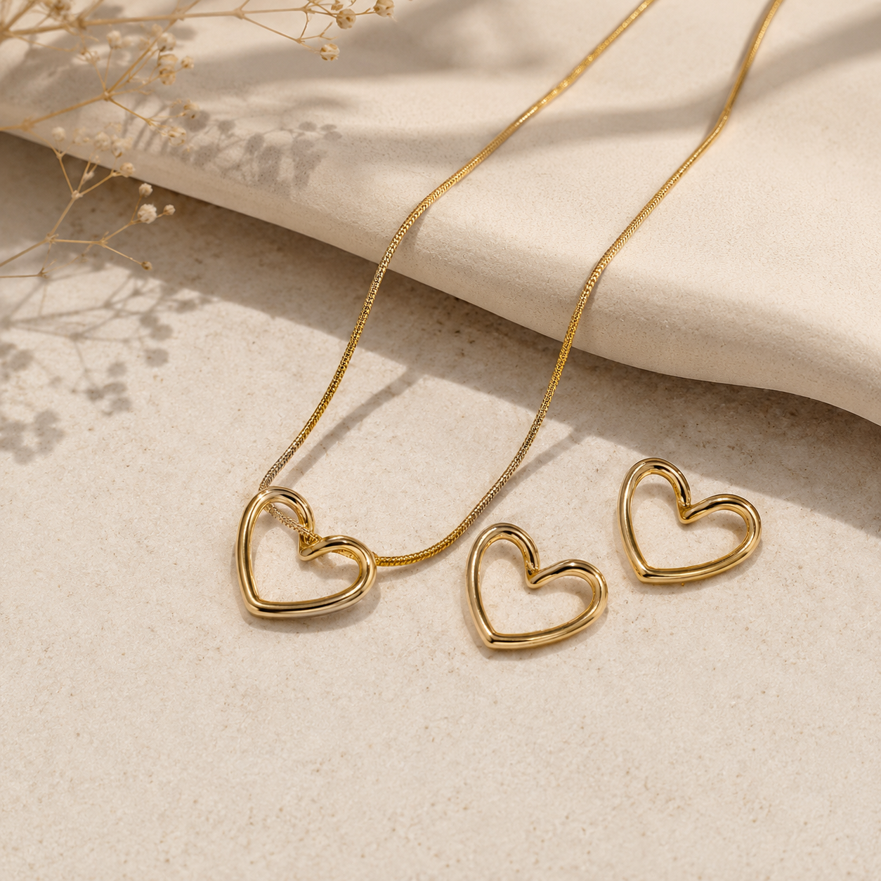 Heart Necklace & Earrings Set for Her