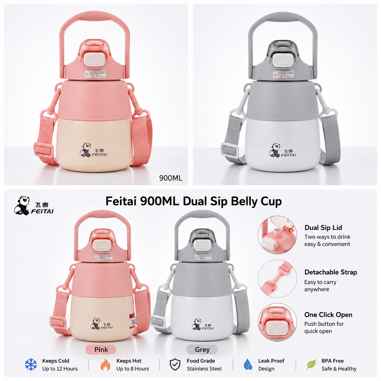 900ml Stainless Steel Kids Water Bottle Thermos