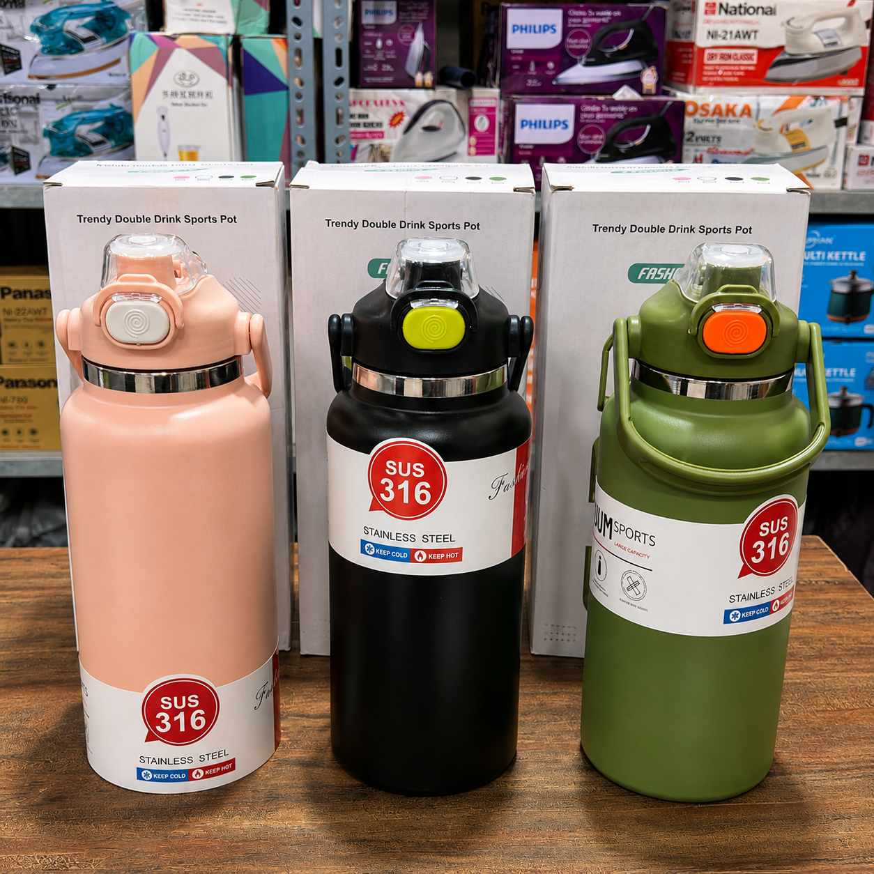 316 Stainless Steel Vacuum Large Capacity Water Bottle 1350ml