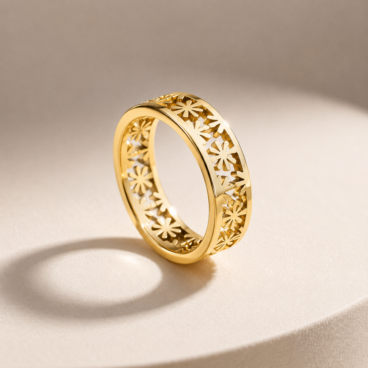 Elegant Floral Cut Gold Premium Ring
