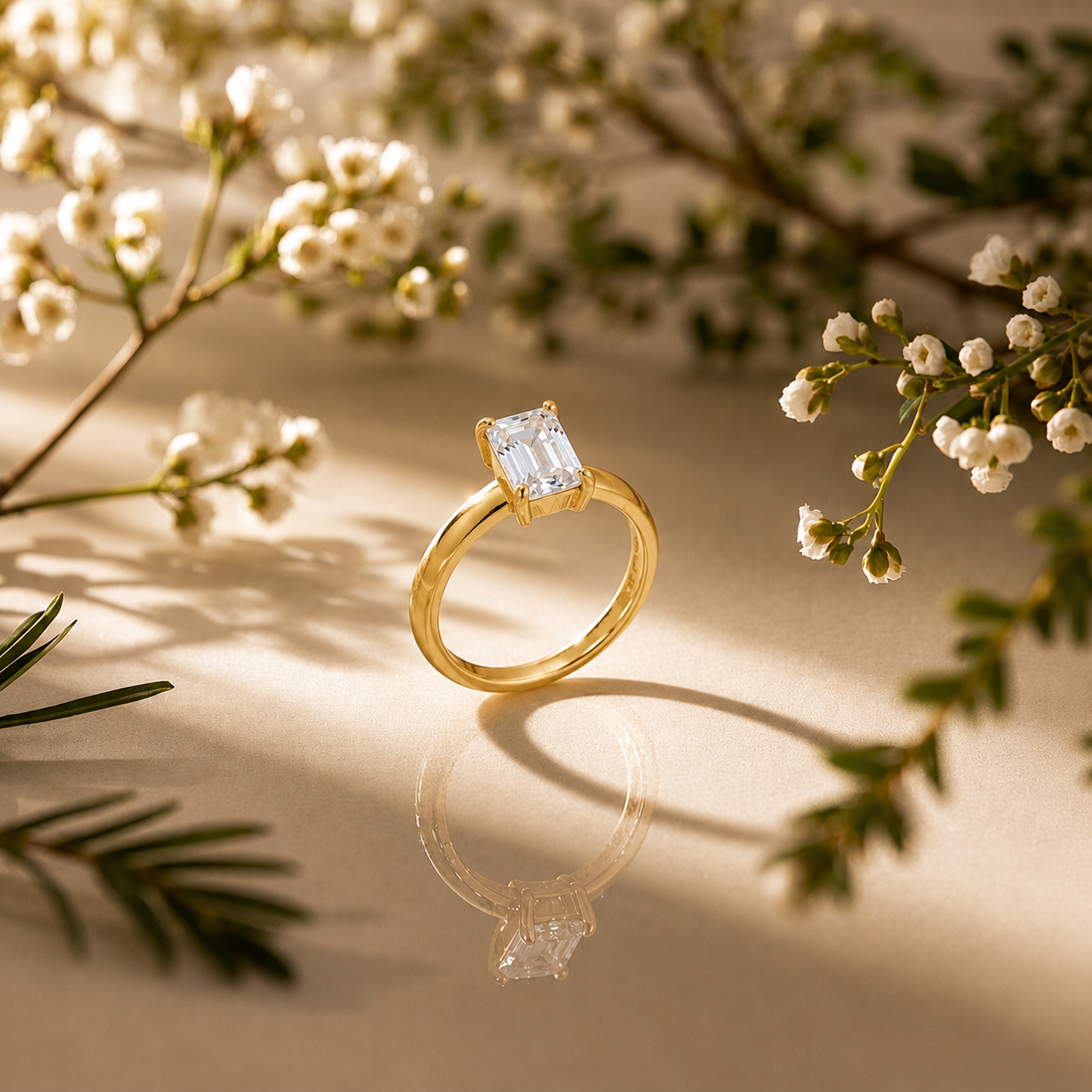 Emerald Cut Gold Ring