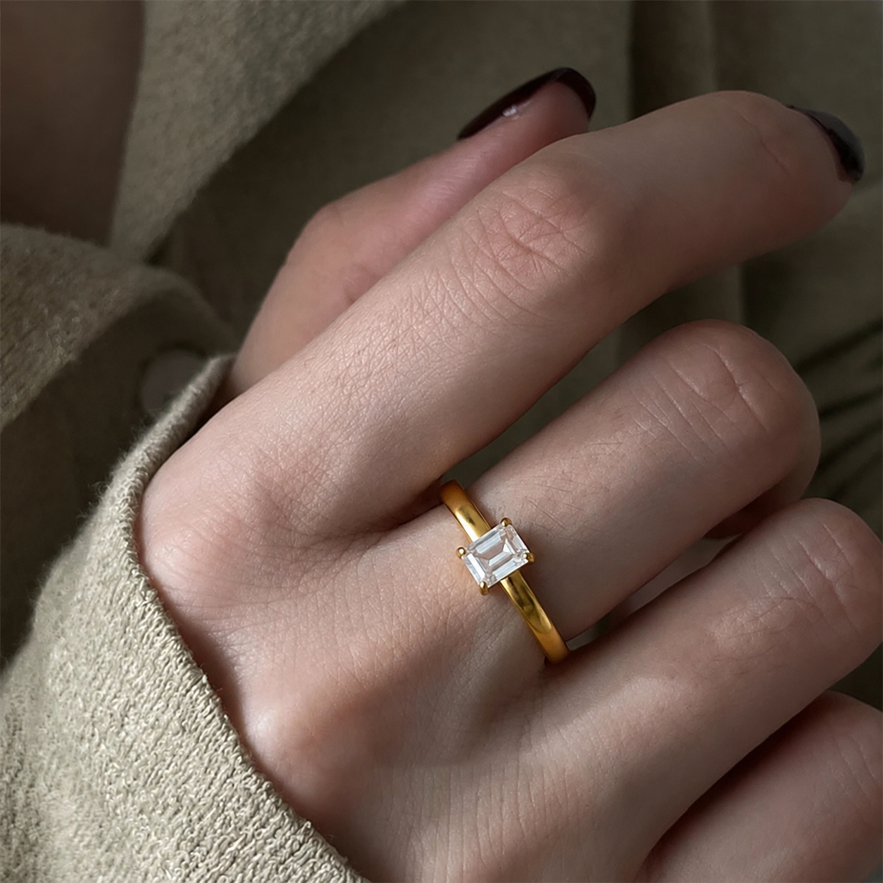 Emerald Cut Gold Ring