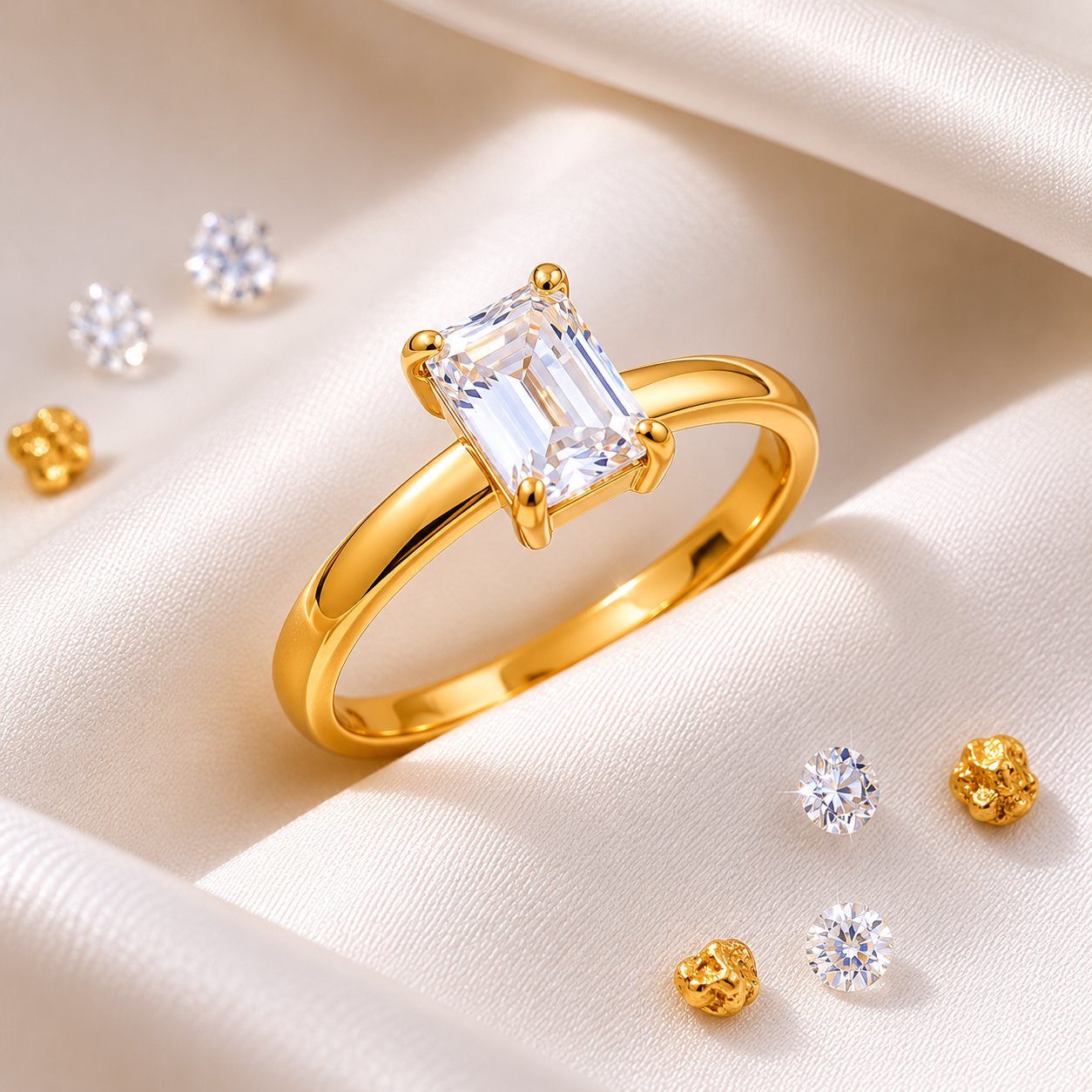 Emerald Cut Gold Ring