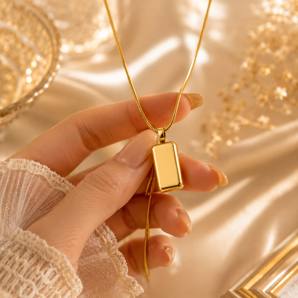 Minimalist Gold Bar Pendant Necklace