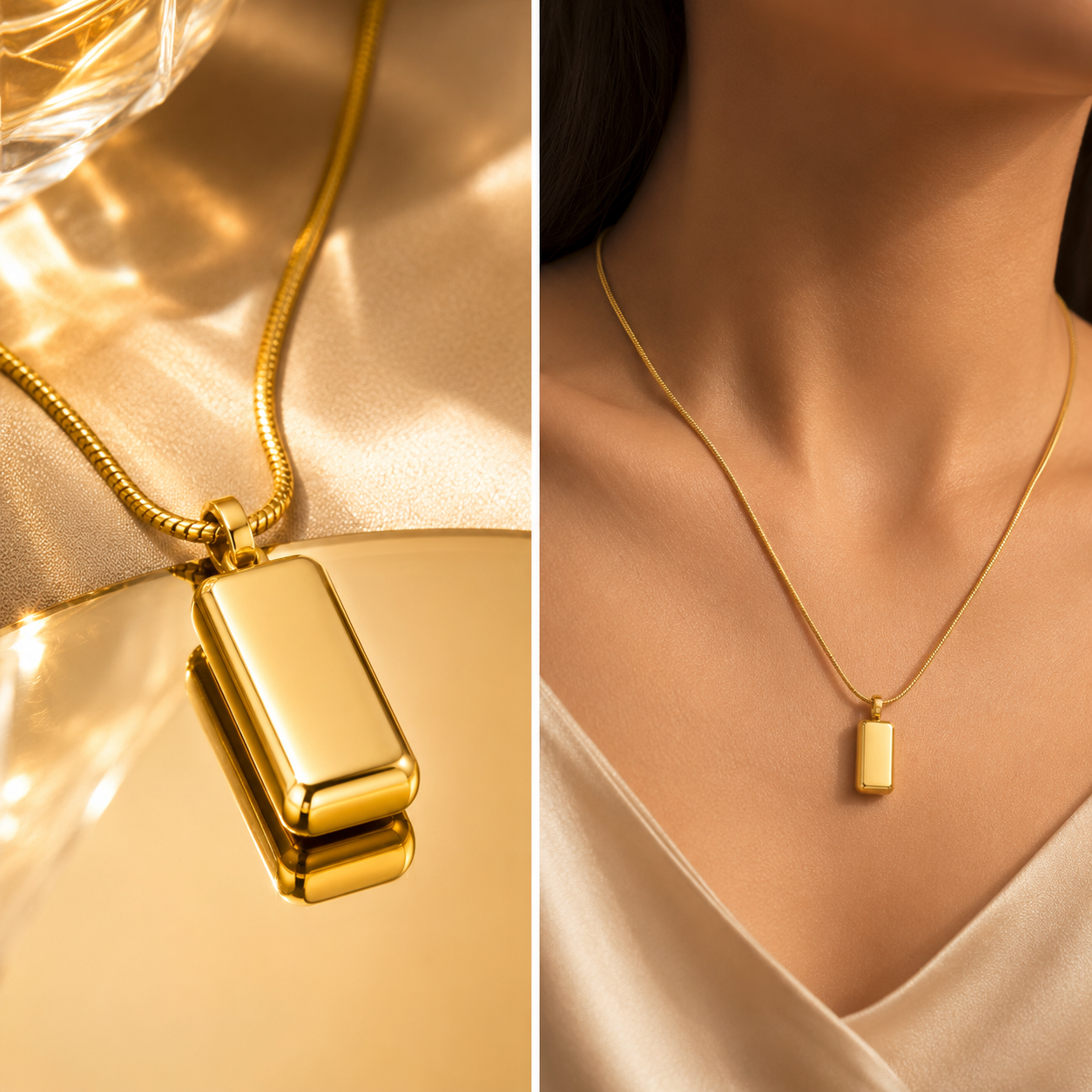 Minimalist Gold Bar Pendant Necklace