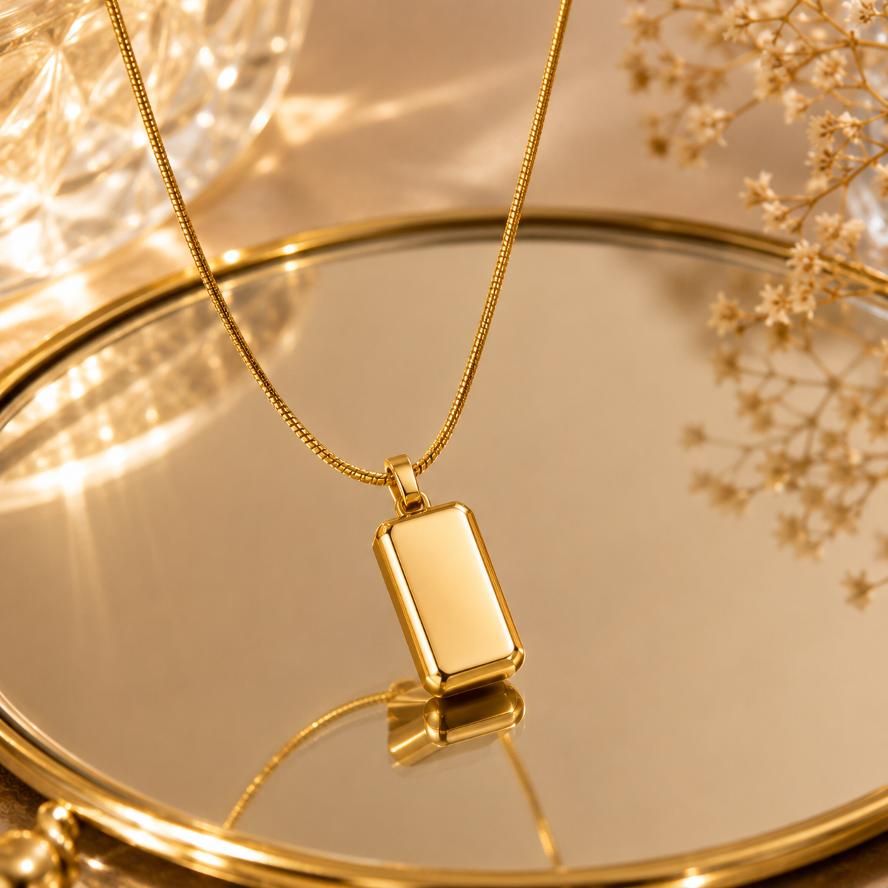 Minimalist Gold Bar Pendant Necklace
