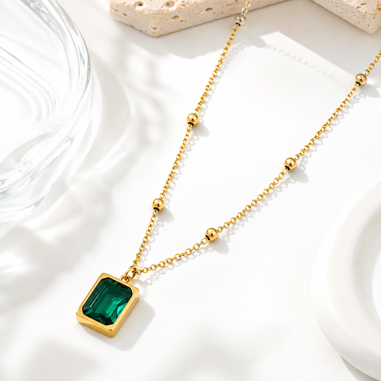 Emerald Green Pendant Necklace