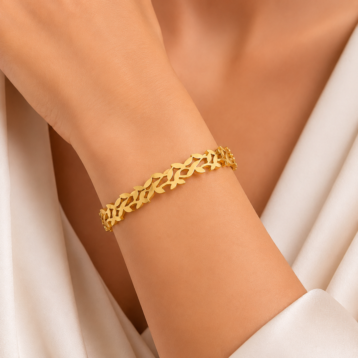 Gold Leaf Handcuff / Bracelet for Women