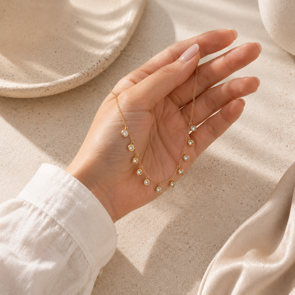 Minimalist Gold Crystal Drop Necklace
