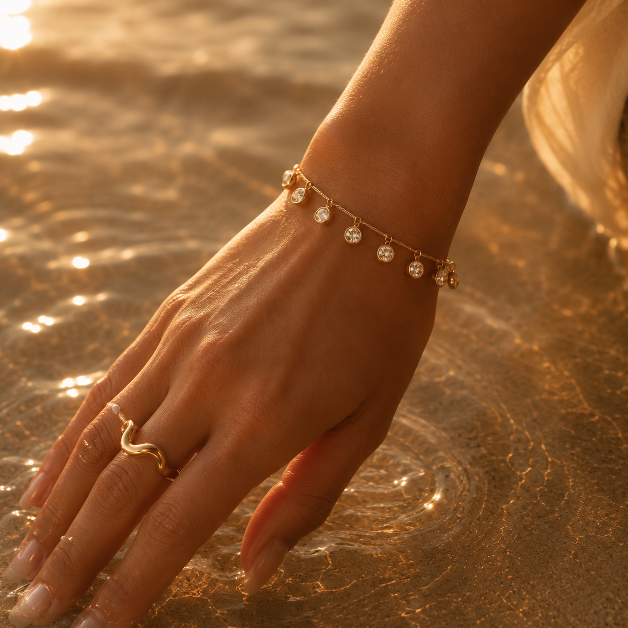 Golden Dangle Charm Bracelet