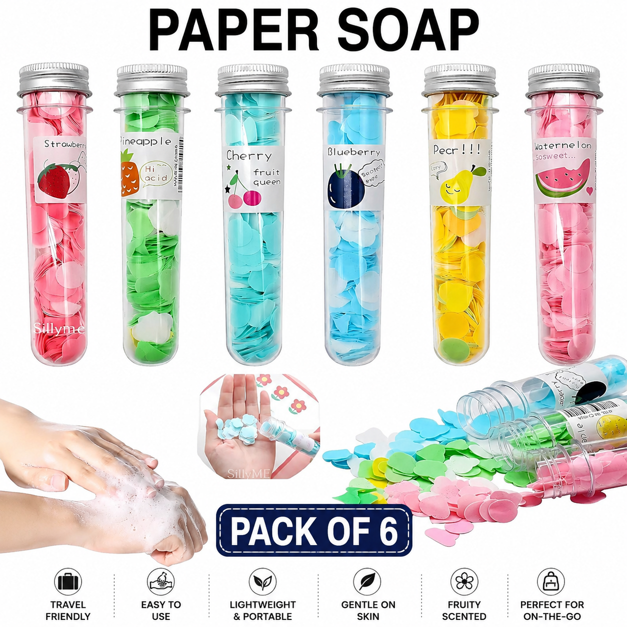 Travel Mini Scented Hand Wash Paper Soap (Pack of 6)