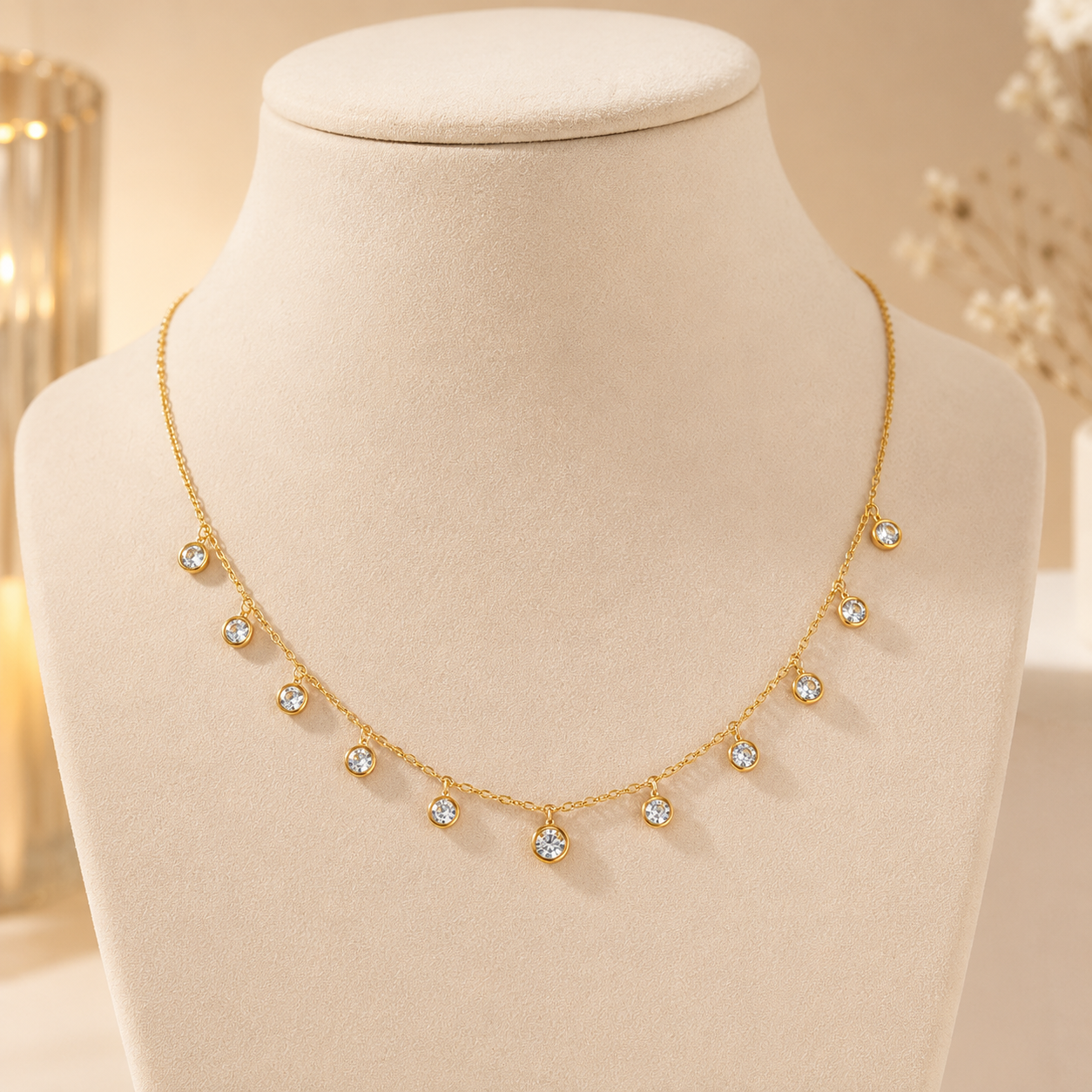 Minimalist Gold Crystal Drop Necklace
