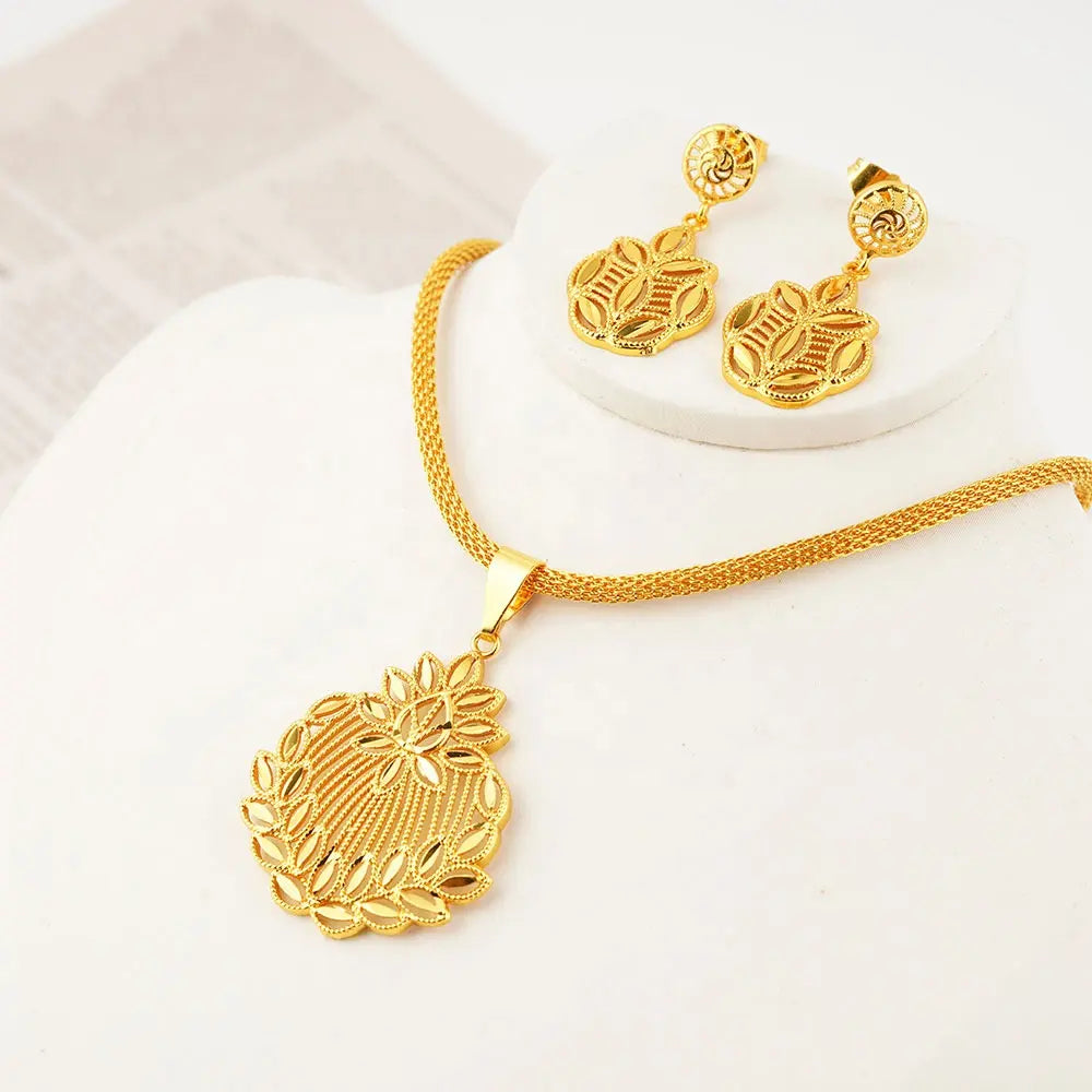 Gold Plated Necklace & Earrings Set