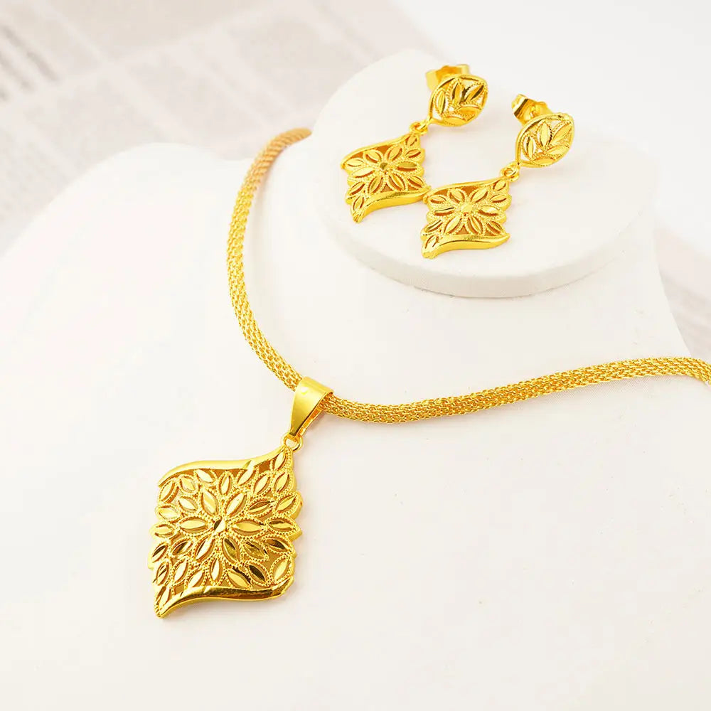 Gold Plated Necklace & Earrings Set