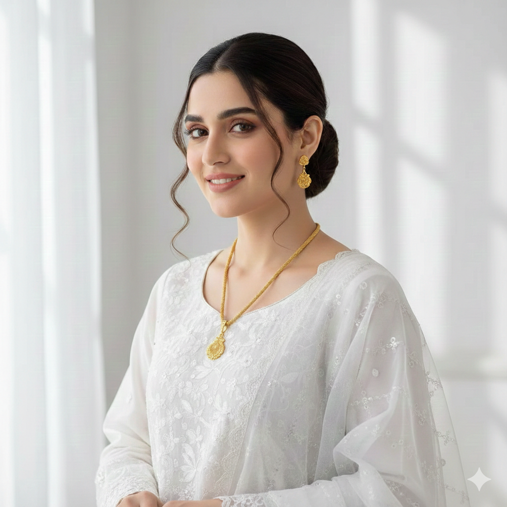 Gold Plated Necklace & Earrings Set