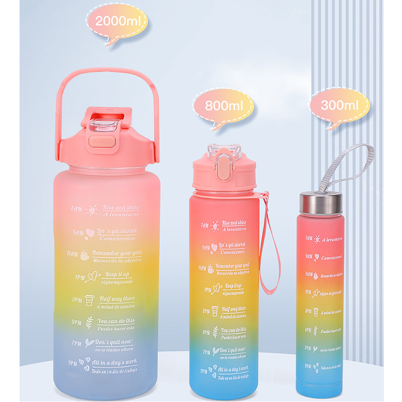 3-Pack Motivational Water Bottle Set with Time Marker