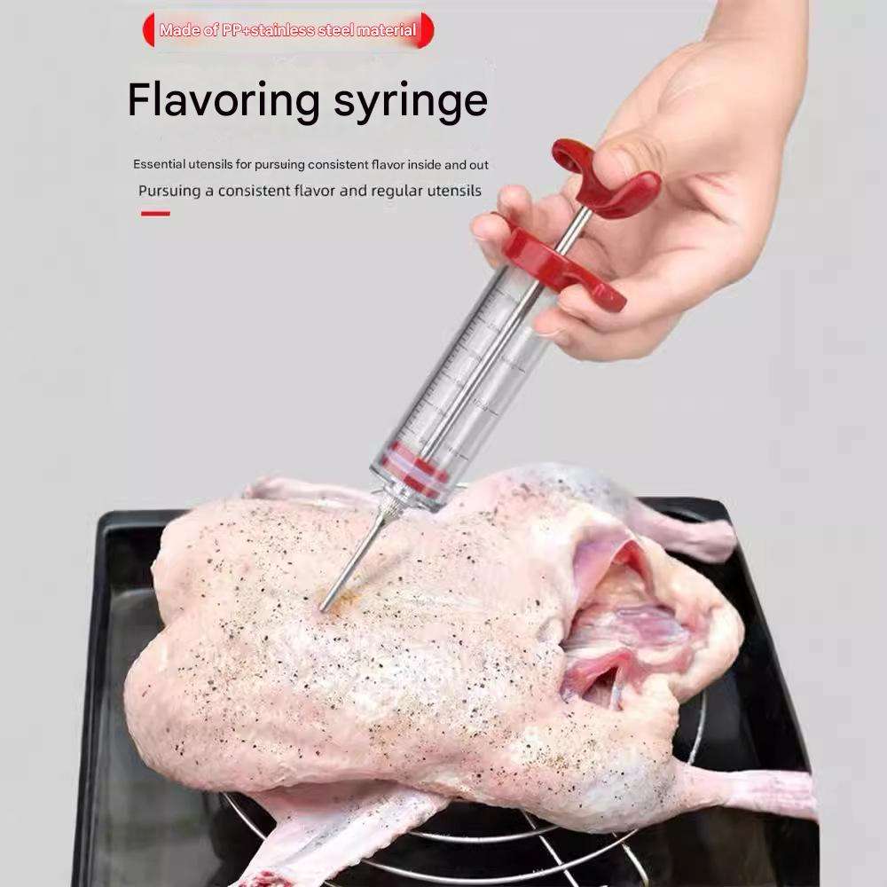 BBQ Marinade Injector Syringe Stainless Steel Meat Flavor Injector
