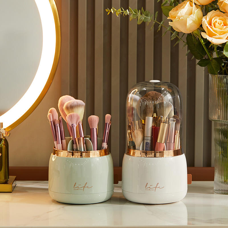 Makeup Brush Holder Organizer Cosmetic Brush Storage Case with Lid