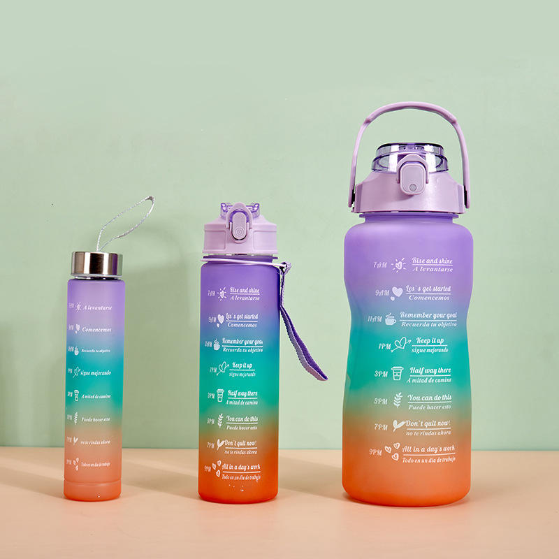 3-Pack Motivational Water Bottle Set with Time Marker
