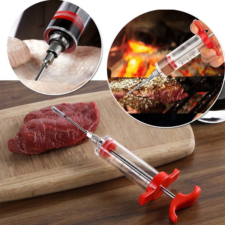 BBQ Marinade Injector Syringe Stainless Steel Meat Flavor Injector