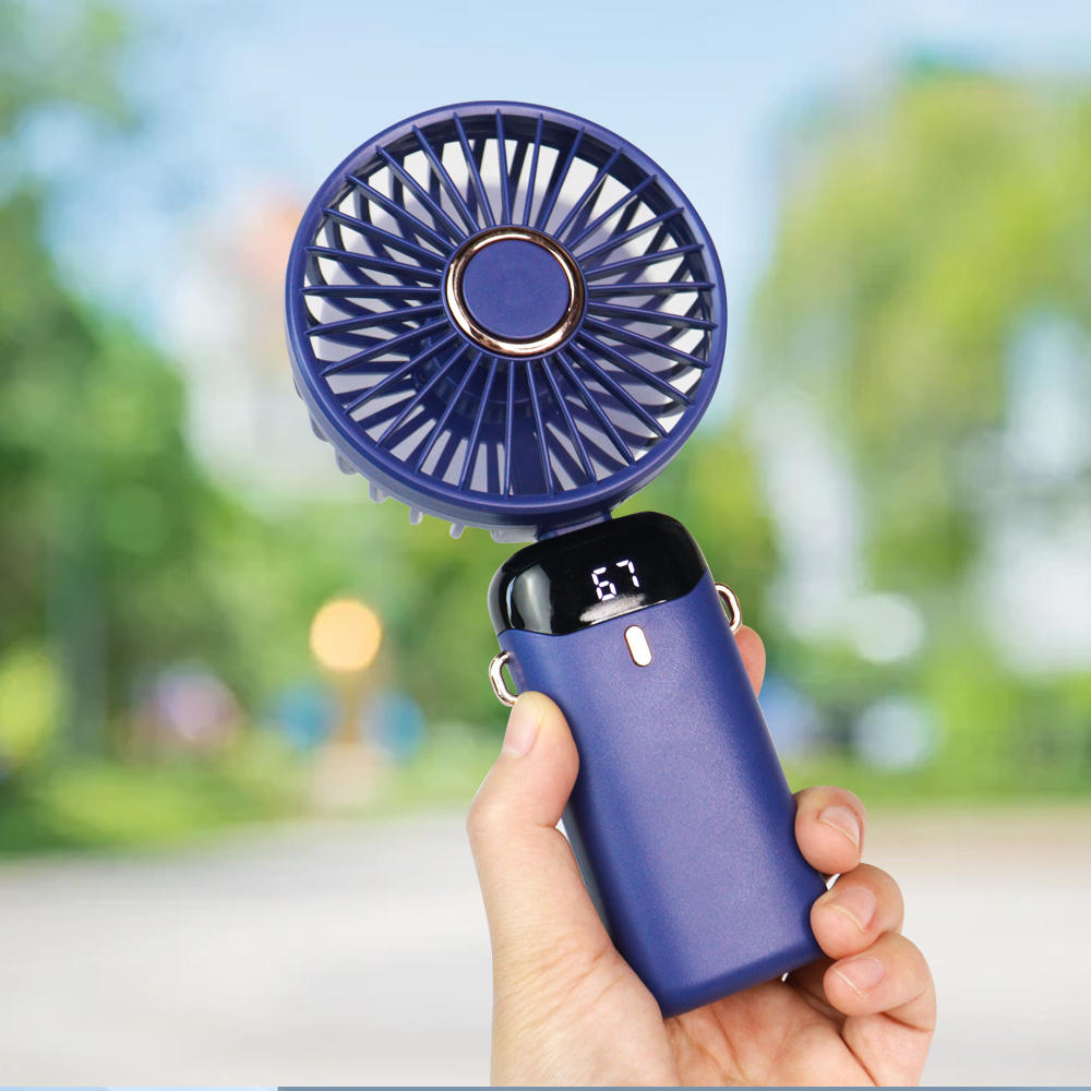 Portable Rechargeable Mini Hand Fan – USB Cooling Fan with Digital Battery Display