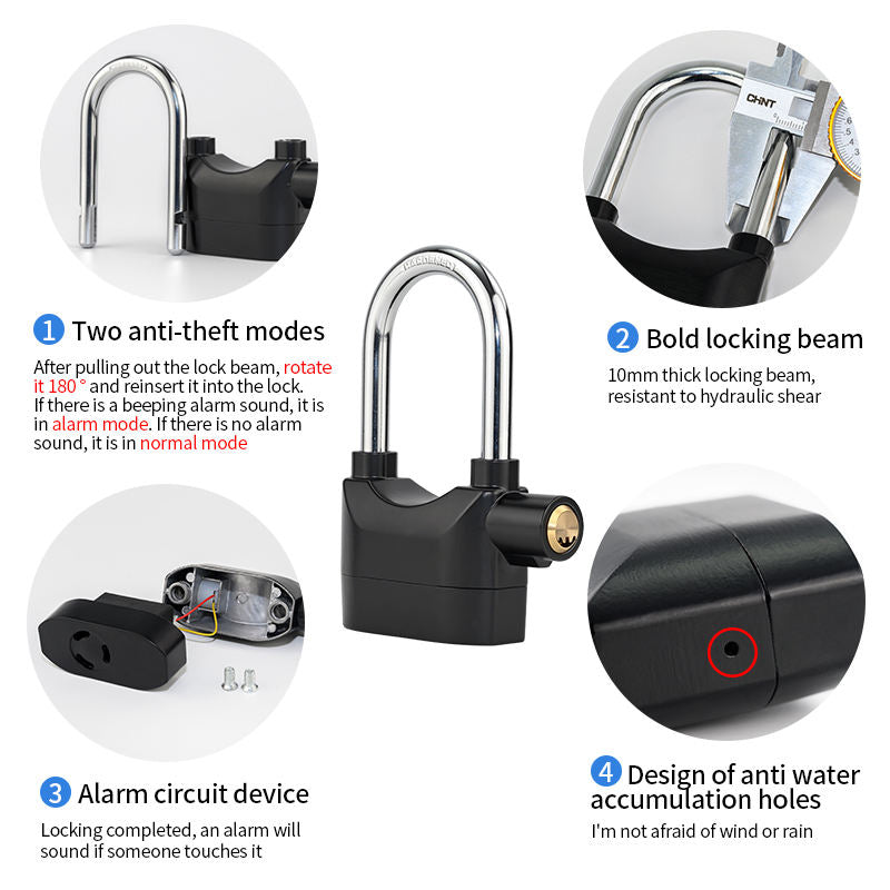 Anti-Theft Alarm Lock Security Padlock with Loud Siren
