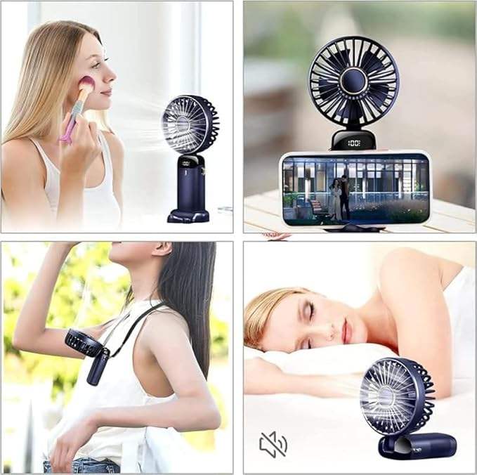 Portable Rechargeable Mini Hand Fan – USB Cooling Fan with Digital Battery Display