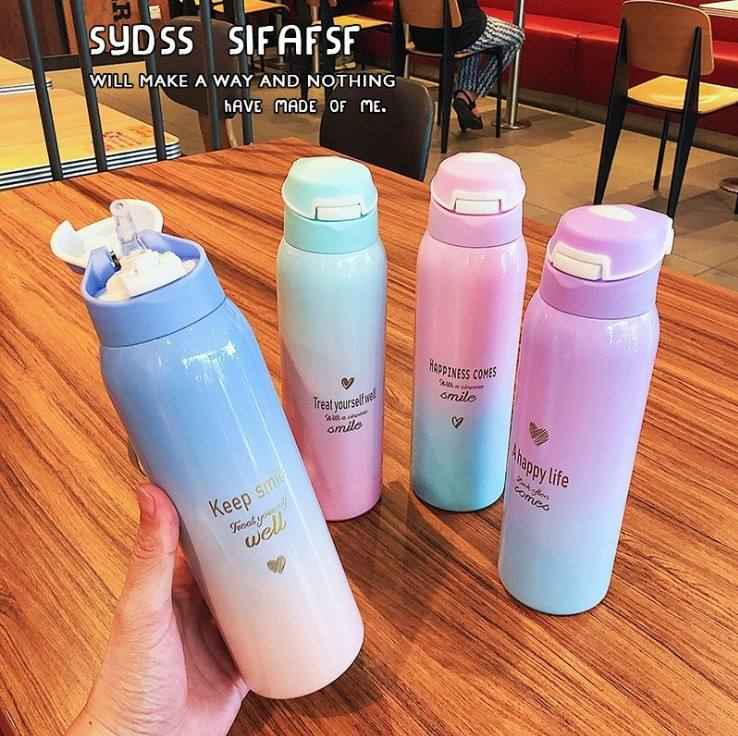 Gradient Color Vacuum Insulated Stainless Steel Flask Water Bottle