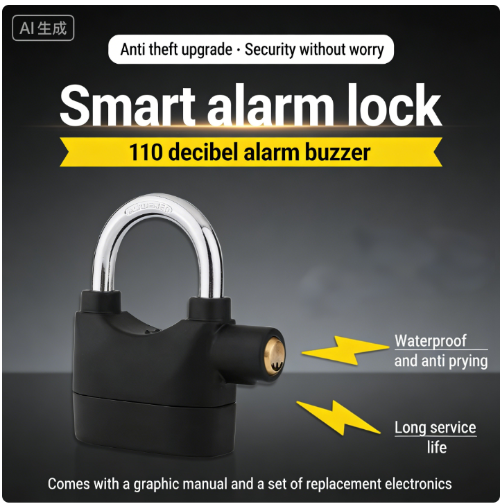 Anti-Theft Alarm Lock Security Padlock with Loud Siren