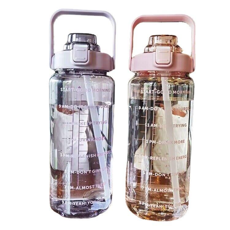 Large Capacity Bottle with Straw -Fitness Time Marker Bottle