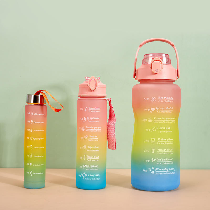 3-Pack Motivational Water Bottle Set with Time Marker
