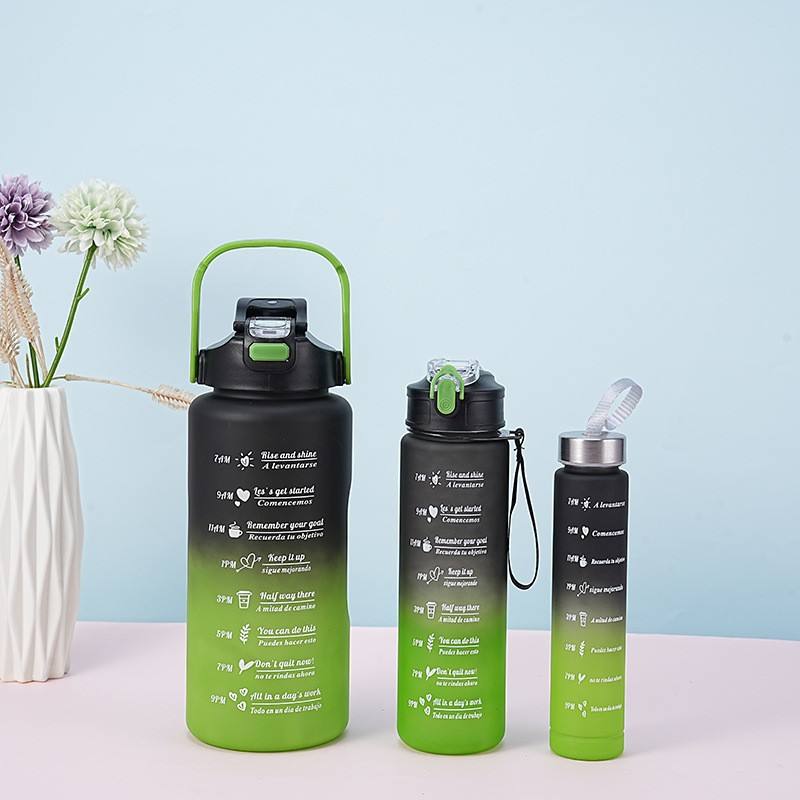 3-Pack Motivational Water Bottle Set with Time Marker