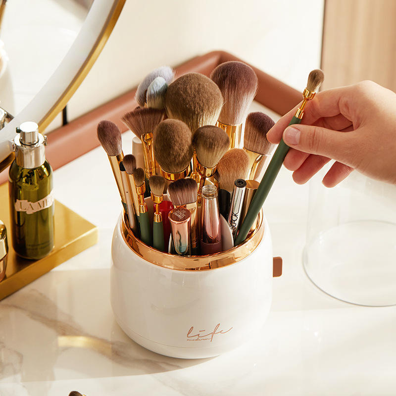 Makeup Brush Holder Organizer Cosmetic Brush Storage Case with Lid