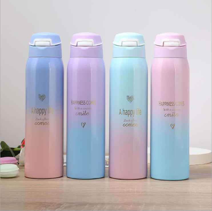 Gradient Color Vacuum Insulated Stainless Steel Flask Water Bottle