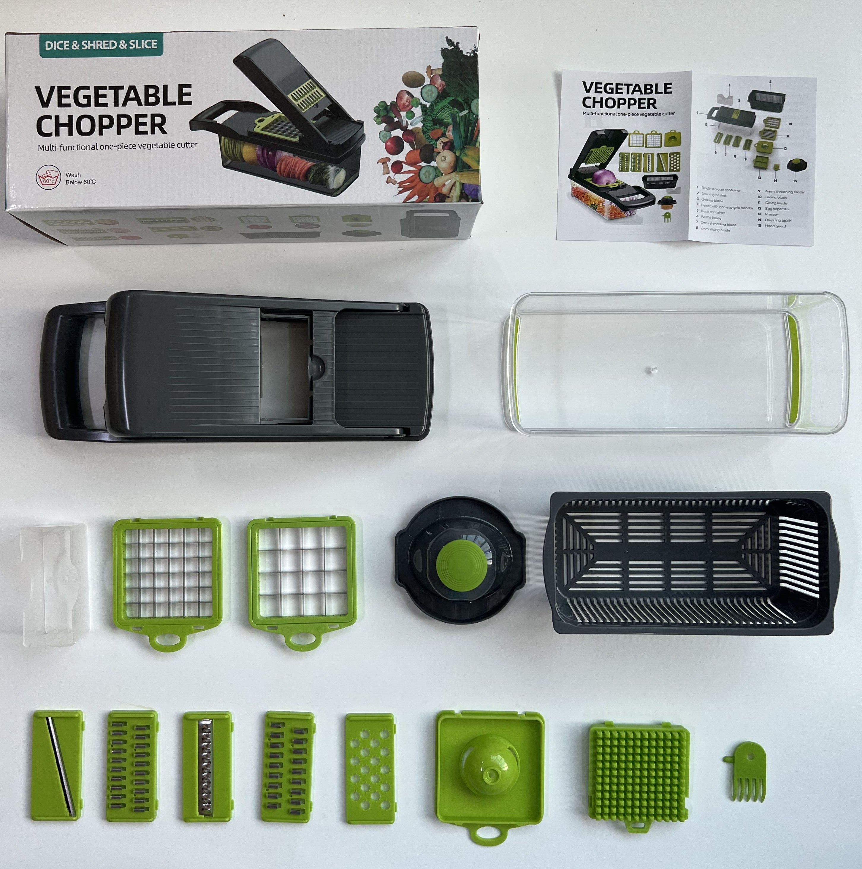16-in-1 Multifunction Vegetable Chopper, Slicer, Dicer & Grater Set