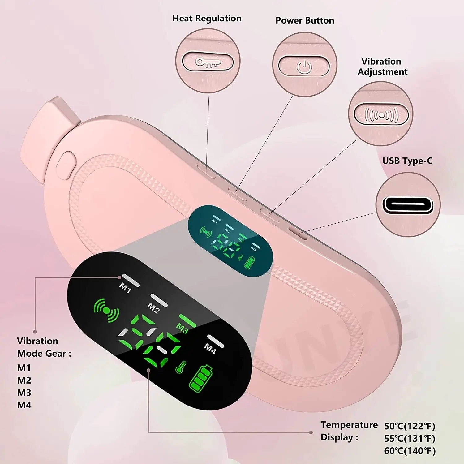 Rechargeable Heating Pad Belt for Period Pain Relief with Adjustable Temperature for Women