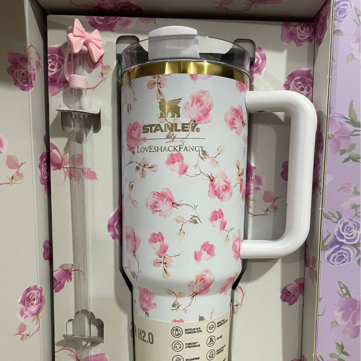 Floral Printed Stanley Tumbler 40oz – Insulated Stainless Steel