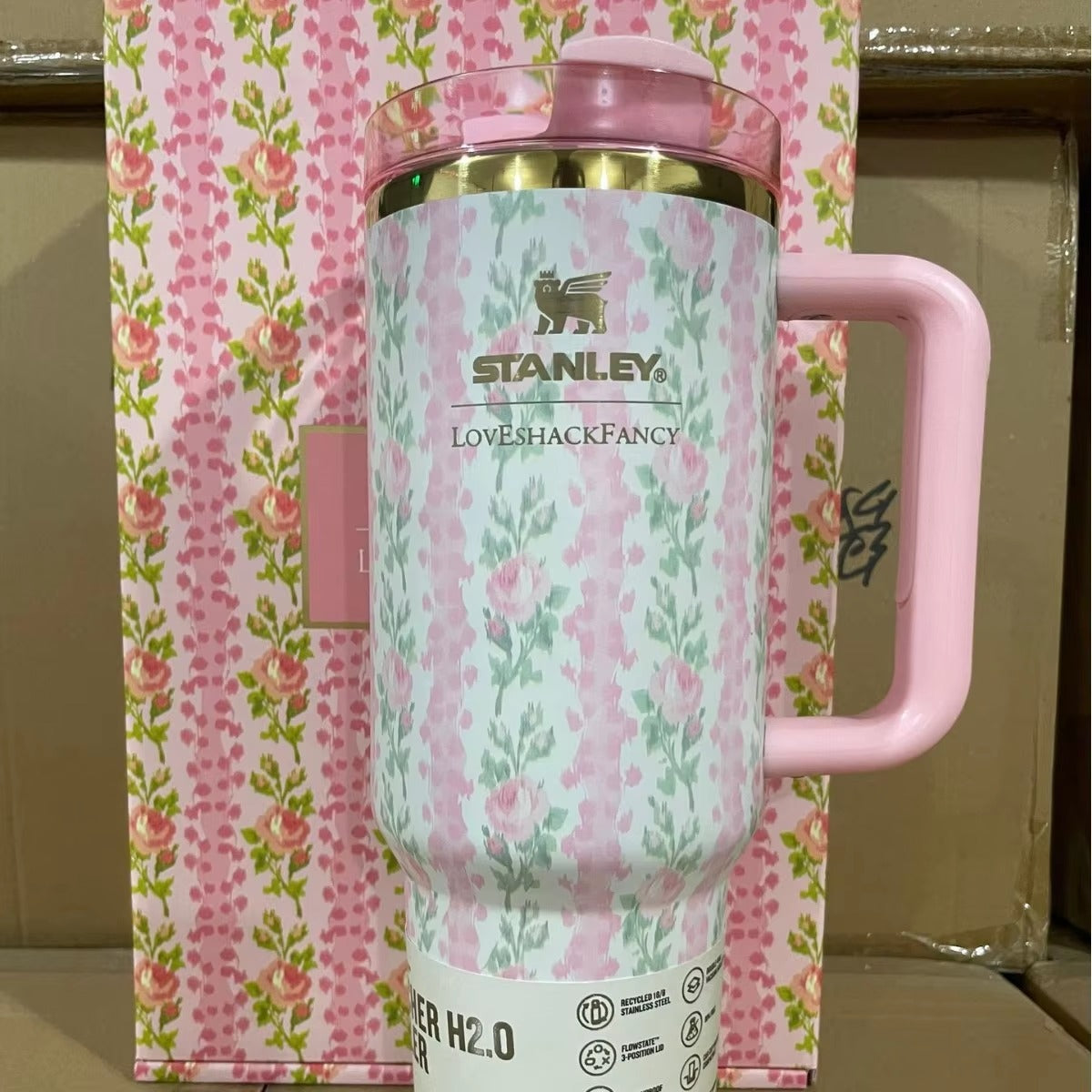 Floral Printed Stanley Tumbler 40oz – Insulated Stainless Steel