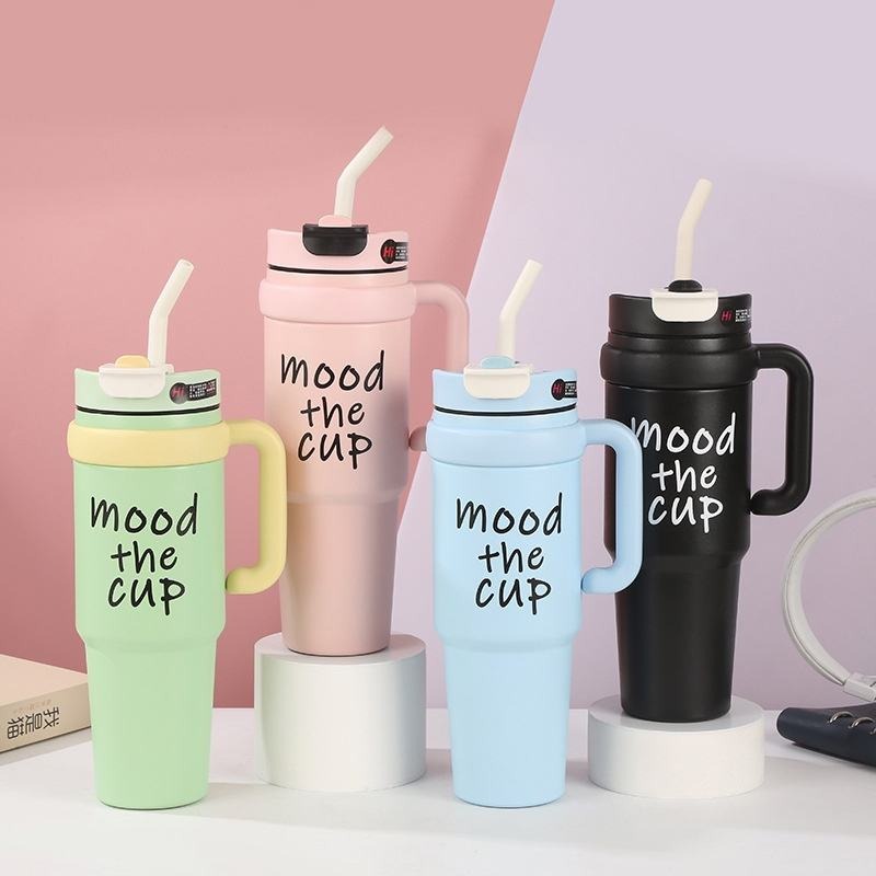 1200ml Stainless Steel Tumbler Water bottle with Handle & Straw for Hot & Cold Drinks