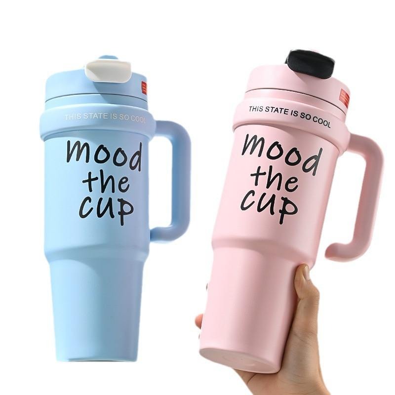 1200ml Stainless Steel Tumbler Water bottle with Handle & Straw for Hot & Cold Drinks