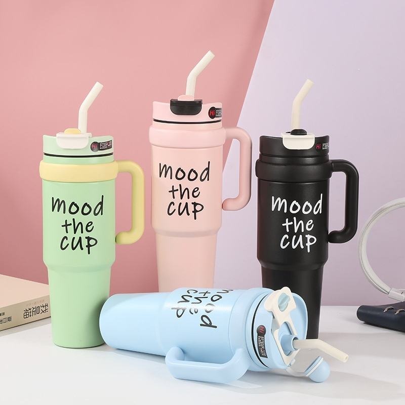 1200ml Stainless Steel Tumbler Water bottle with Handle & Straw for Hot & Cold Drinks