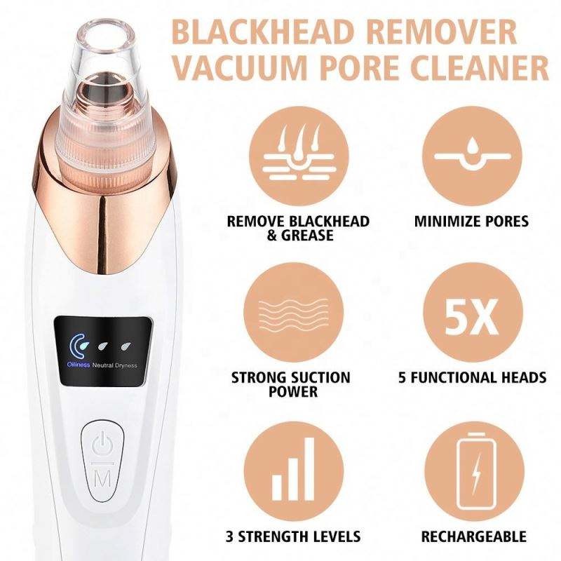 5-in-1 Rechargeable Blackhead Remover for Facial Pore Cleaner