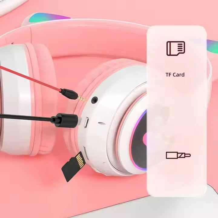 Cat Ear Bluetooth LED Light Wireless Headphones