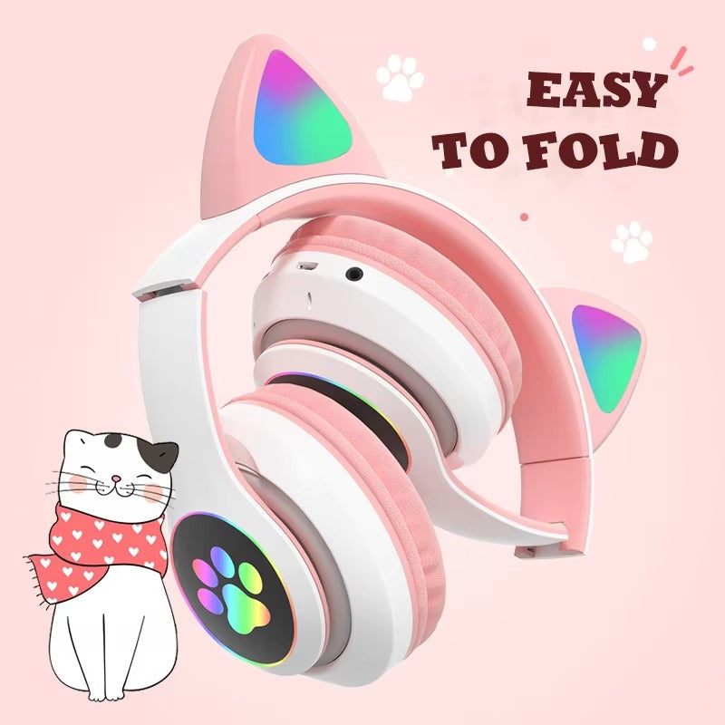 Cat Ear Bluetooth LED Light Wireless Headphones