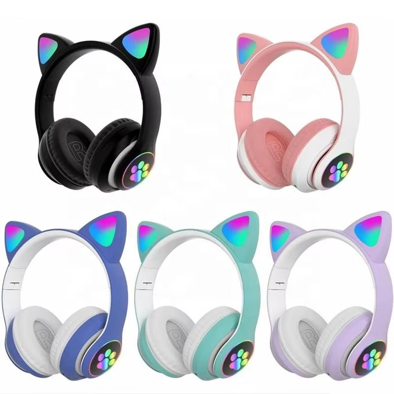 Cat Ear Bluetooth LED Light Wireless Headphones