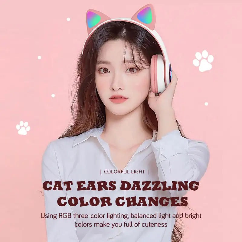 Cat Ear Bluetooth LED Light Wireless Headphones