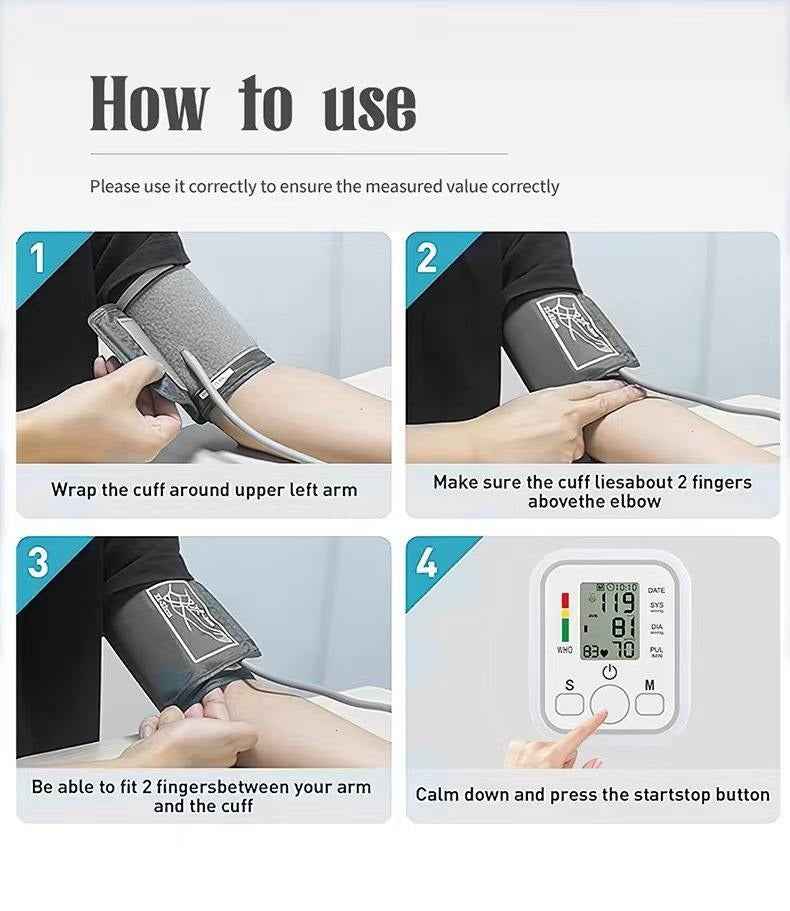 Electronic Arm Blood Pressure Monitor with Voice Broadcast