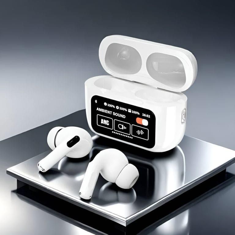 Smart Screen ANC + ENC Noise Cancelling Bluetooth Earbuds