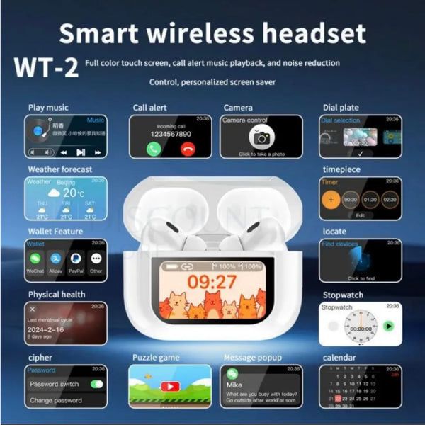 Smart Screen ANC + ENC Noise Cancelling Bluetooth Earbuds
